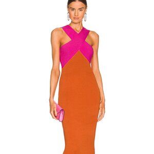 Le Superbe Midi Dress Pink Orange
